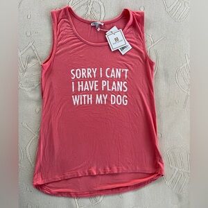 Mark & Graham Coral Pink Dog-Lover Tank with White Slogan